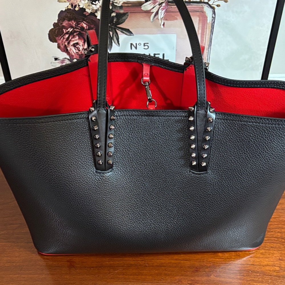 Christian Louboutin Black Leather Tote (Cabata) with Calf leather and Spikes ✨ - Picture 8 of 16